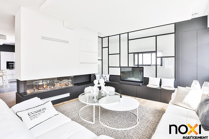 amenagement salon particulier avec cheminee